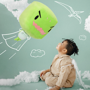 Peluche Dinosaure Carré Personnalisable – Jouet Doux et Adorable, Créature Préhistorique Verte, Cadeau Idéal - Product Image 2