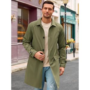 2025 hommes classique revers Trench manteau coupe ajustée simple boutonnage longue coupe-vent veste laine tissu grande taille pardessus - Product Image 4