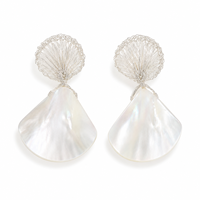 Boucles d'oreilles pendantes en coquille d'ormeau pour femmes, faites à la main, en fil de cuivre tressé, bijoux statement avec tiges en argent