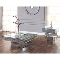 Meubles de salon, table basse de luxe, table basse moderne en verre miroir, table basse en verre concassé à vendre