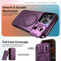 Étui de téléphone magnétique 2-en-1 Skin Feel 360 °   Support rotatif avec anneau et cache-caméra coulissant, protection intégrale pour iPhone 18 17 16 Pro Max