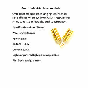 Tête laser industrielle 3 broches 6 mm 4 mm à focalisation externe, rouge 650 nm 5 mW 2,2 V pour composants électroniques - Product Image 5