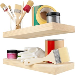 Hot Sale Set of 2 <strong>Walnut</strong> <strong>Floating</strong> Wood <strong>Shelves</strong> Durable Wide Wooden Hanging <strong>Shelf</strong> for Wall Decoration - Product Image 4