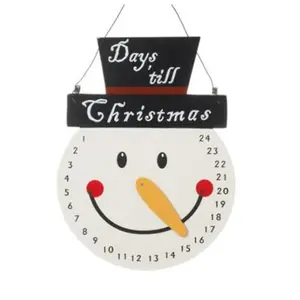 Kerst Rustieke Primitieve Hout Opknoping Countdown Sneeuwpop Ambachtelijke Advent Kalender Kerst Vintage Countdown Sneeuwpop Kalender