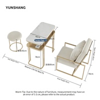Ensemble de mobilier de salon de beauté : Table de manucure de luxe capitonnée avec chaise, table double en bois pour manucure et chaise