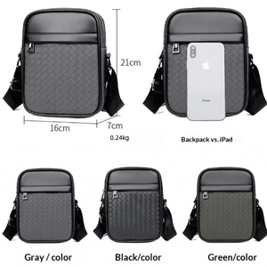 Herren-Reisetasche mit Karomuster, Umhängetasche, trendige Street-Fashion, kleine quadratische Freizeittasche aus PU, atmungsaktiv, wasserdicht, ultraleicht - Product Image 4