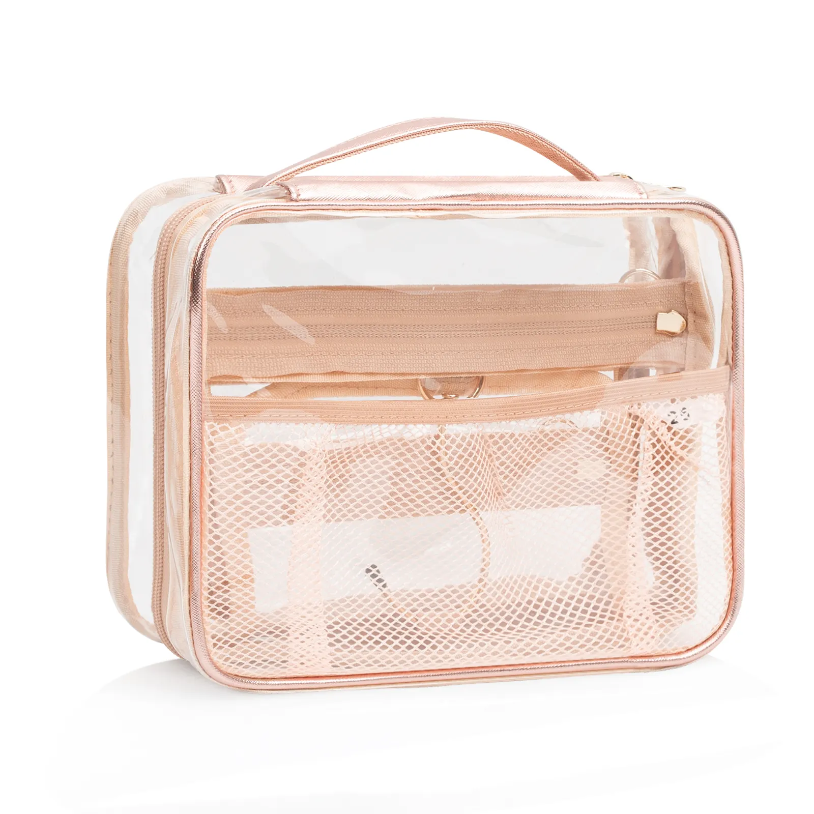 Relavel, однотонная сумка для туалетных принадлежностей, полупрозрачная портативная маленькая сумка для ухода за кожей из розового золота, водонепроницаемая дорожная сумка для туалетных принадлежностей