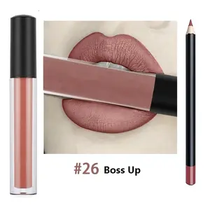 Popular Top Oil Free Valentine's Day Vegan Wholesale Lip High Quality Black Non Stick Cup OEM Wow Matte Lipstick Lipliner Set