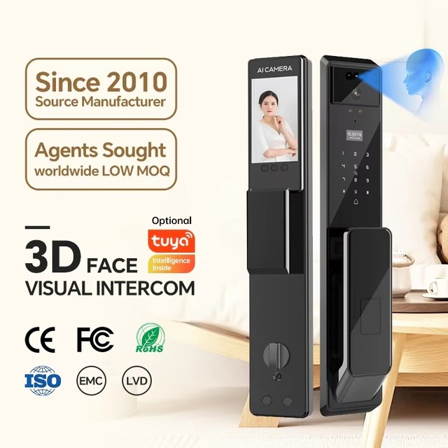 2025 Security AI Smart Door Lock WiFi Tuya App Fingerprint Digital Keypad RFID Card for Aluminum/Wood/Steel Doors Modern Home