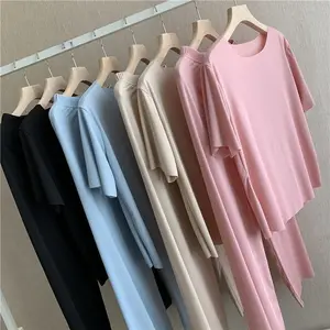 Pajama Home Clothes Women's Loose Ice Silk Short Sleeved Trousers Set