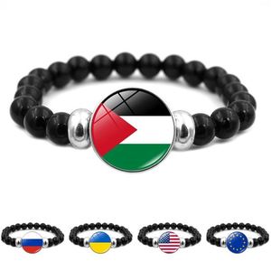Bracelet perlé multicolore drapeau palestinien en gros, cadeau commémoratif drapeau mondial, bracelet élastique pour hommes et femmes, promotion - Product Image 3