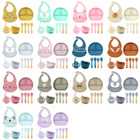 Vaisselle pour enfants sans BPA OEM, bol en silicone personnalisé, assiette à ventouse pour le sevrage, ensemble d'alimentation confortable pour bébés et tout-petits, 8 pièces