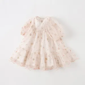 DB2234902 DAVE BELLA gaun katun harian anak perempuan bayi gaun Princess musim panas gaya lucu merah muda oranye