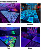 Pista de Baile Espejo Mate de 12x12 pies, Efecto Infinito 3D, Baldosas LED de 50x50 cm para Bodas