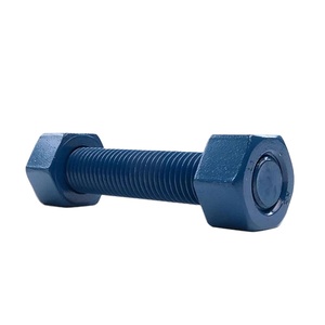 Boulons à tête cylindrique ASME A193 B7 5/8\" - Taille de filetage <span class=keywords><strong>11</strong></span>, 4\" de long, tiges filetées revêtues de PTFE bleu B7, avec écrous HH - Product Image 1
