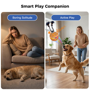 Balle interactive intelligente pour chien, rotation automatique, lumières LED clignotantes, sons d'oiseaux, matériau ETPU, style adorable pour soulager l'ennui - Product Image 5