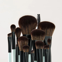 Pinceaux de maquillage double embout 6 pièces pour fond de teint, sourcils, fards à paupières et blush, en fibres végétales, marque privée