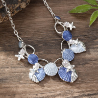Chaîne de plage T01 personnalisée couleur huile coquille étoile de mer conque perle animal de mer collier à breloques épaisses