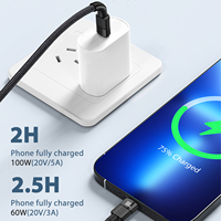 Kabel Pengisian Cepat TUTI OEM ODM 240w, Kabel Data Ponsel USB ke Tipe C untuk Ponsel/Laptop/Tablet