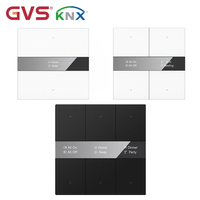 Interrupteur mural intelligent GVS KNX Secure Mirror Glass Push Button Sensor Display 3-Gang avec écran LCD pour l'automatisation intelligente