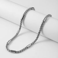 Collier Hip Hop en Acier Inoxydable, Chaîne à Perles Argentée, pour Hommes et Femmes, Style Rapper Streetwear, Bijou Quotidien, Cadeau, Maillons Cylindriques
