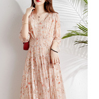 Nouvelle Robe Longue Vintage 2026 en Soie de Mûrier pour Femme, Col en V, Coupe Empire, Ajustée, Style Ligne A, Luxe Léger, Été