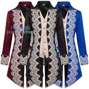 HP Mens Victorian Steampunk <b>Gothic</b> Tailcoat Vintage Velvet Frock Coat Formal <b>Jacket</b> for Halloween Costume - Product Image 1