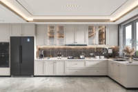 Meuble de cuisine modulaire moderne avec finition laquée, nouveau design en bois pour l'ameublement de la maison