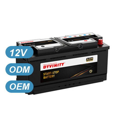 DYVINTY 6-QTF-105 H9 Rechargeable 12V 105Ah AGM Maintenance Free Start-stop Car Battery 900A CCA 12-Month Warranty Black Handles