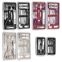 Kit de coupe-ongles professionnel 19 pièces, ensemble de manucure et de pédicure en acier inoxydable avec étui de voyage