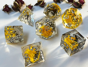 Juego de flores de dados de núcleo líquido Dnd, 5, 7 piezas, dados de mazmorras y dragones con bolsa gratis, bolsa para juegos de rol - Product Image 2