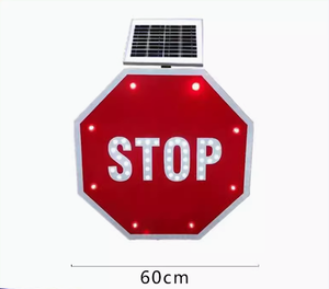 Factory Direct Aluminium Elektronische blinkende Straße beleuchtetes Schild <span class=keywords><strong>LED</strong></span>-Verkehrs zeichen Solar betriebenes <span class=keywords><strong>LED</strong></span>-Stoppschild für die Verkehrs sicherheit - Product Image 4