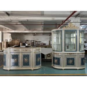 Armadietto del vino francese di lusso-stile sontuoso in legno massello dipinto a mano con guscio dorato intarsiato classico <span class=keywords><strong>mobili</strong></span> antichi - Product Image 1