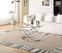 Table basse ronde en verre trempé doré, style moderne, plateau en verre trempé + pieds en métal, 15-25 jours