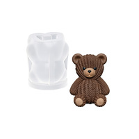 Molde de silicona 3D de grado alimenticio con forma de mini oso lindo para velas de aromaterapia DIY, adornos de resina, manualidades, apto para horno, venta al por mayor en stock
