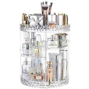 360-Degree Rotating Clear Transparent Storage Makeup Organizer Storage Box Makeup Storage Organizer