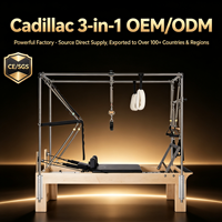 Reformer Pilates en Bois de Chêne Premium 3-en-1 Cadillac Tower, Équipement de Yoga Intégré avec Kit Complet d'Accessoires pour Studio et Club