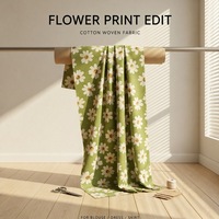 Tissu sergé imprimé floral vintage français de 0,5 mètre pour robe d'été, chemisier et jupe pour femme