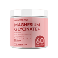 LIFEWORTH Gommes de glycinate de magnésium avec L-thréonate, Calcium, Vitamines B6, D3 – Aide à la relaxation, au sommeil et à la calme – Sans sucre – OEM