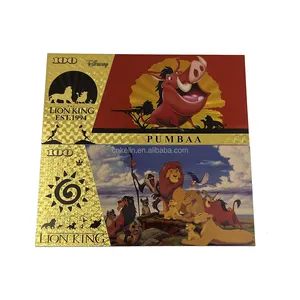 Free Shipping The Lion King Simba Mufasa Plastic Card Cartoon Anime 24k Gold Plated Foil Banknote