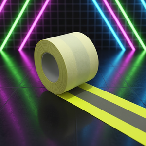 Bande de signalisation haute visibilité jaune fluo ignifuge en tissu à haute réflexion pour gilets et vestes de sécurité, type à coudre - Product Image 1
