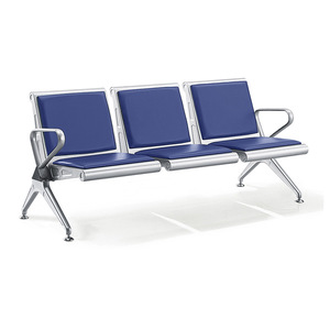 Silla de espera Weike Shengye de tres plazas, color plateado brillante, con pasamanos, para uso público en aeropuertos, estaciones de tren, bancos y hospitales. - Product Image 4