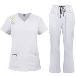 Pantalones Micro Acampanados 42342, Cuello en V Delgado de Secado Rápido, Color Sólido, para Maternidad, Club, Lavado a Mano, Uniformes de Enfermería - Product Image 4