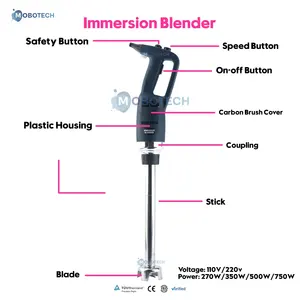 MOBOTECH Electric Commercial Immersion Blender Hand Stick Blender Mixer Cuisine Immersion Blender