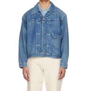 Vestes en jean bleu délavé pour hommes, en coton non extensible, style selvedge, pour motards, vente en gros - Product Image 2