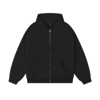 Sweat à capuche zippé en mélange de coton pour homme, en molleton bouclette, coupe décontractée à épaules tombantes, couleur unie, vêtement décontracté, fabricant OEM sous marque privée