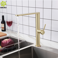 Filigrane 304 acier inoxydable brossé laiton or robinet de cuisine mitigeur d'évier ultra mince