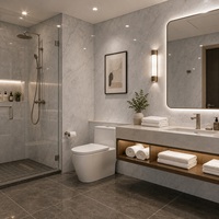 Panneau mural WYRAX en PVC effet marbre Carrara gris clair 2,8 mm, résistant aux UV, pour salle de sport et douche, 1220x2440mm, brillant, anti-humidité