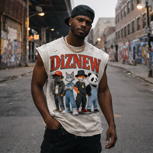 Camisetas Blancas DiZNEW con Logotipo Personalizado, Impresión 3D, Estilo Urbano, Transpirables, Lavadas, Desgastadas, 260 g/m², para Hombre - Product Image 3