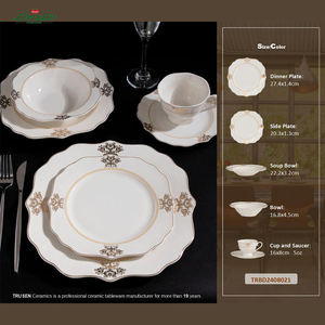 Décalcomanie de mariage de luxe en or OEM/ODM service de vaisselle en porcelaine vaisselle en céramique élégante pour restaurant et usage domestique - Product Image 6